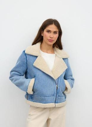 Джинсова куртка з хутряною підкладкою в стилі zara