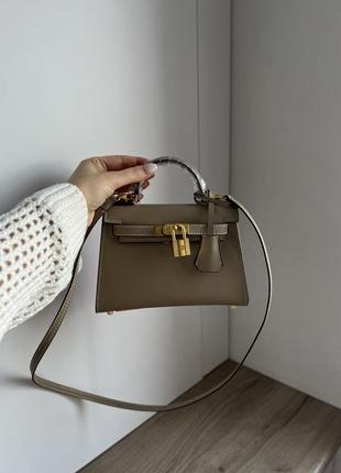 Сумка в стиле hermes kelly mini beige5 фото