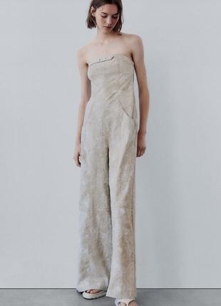 Жіночий комбінезон zara зі змішаного льону