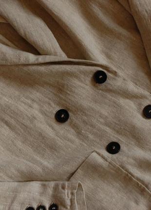 Новий!топовий подовжений двобортний льняний блейзер оверсайз /піджак льон із нової колекції zara7 фото