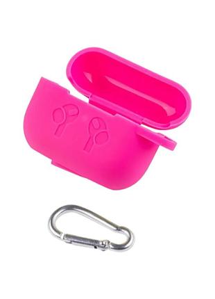 Чехол для airpods pro силиконовый с карабином розовый