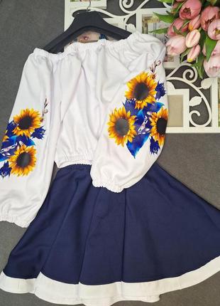 Костюм для дівчинки у школу під вишиванку 110-116 см, 122 -128 см, 134 см, 140 см,146,152,158 см