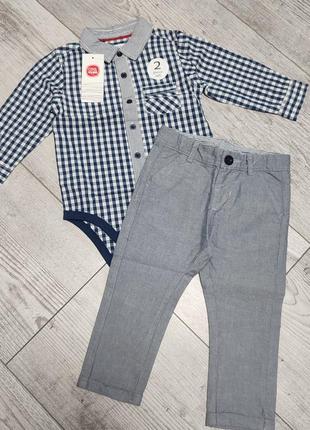 Комплект костюм боди-рубашка и штаны брюки cool club 80 см (большемерит)