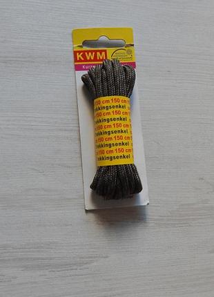 Шнурки для обуви серо-зеленые круглые 150см kwm нижняя