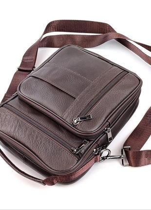 Мужская сумка кожаная с ручкой через плечо 20х25 jz jz-20436-so коричневая5 фото