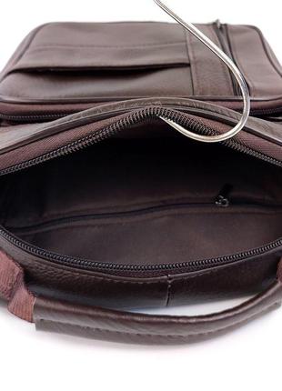 Чоловіча сумка шкіряна з ручкою через плече 20х25 jz jz-20436-so коричнева7 фото