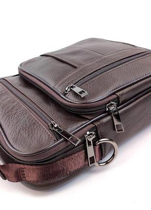 Мужская сумка кожаная с ручкой через плечо 20х25 jz jz-20436-so коричневая4 фото