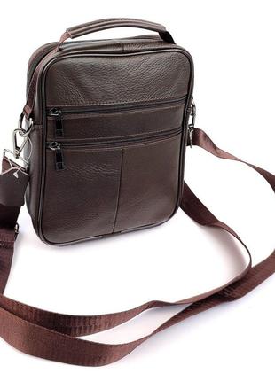 Мужская сумка кожаная с ручкой через плечо 20х25 jz jz-20436-so коричневая3 фото