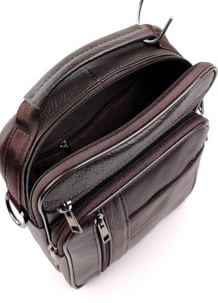 Мужская сумка кожаная с ручкой через плечо 20х25 jz jz-20436-so коричневая9 фото