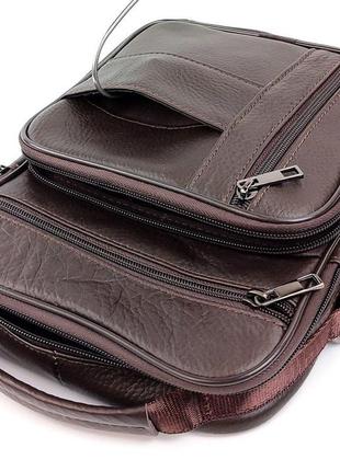 Мужская сумка кожаная с ручкой через плечо 20х25 jz jz-20436-so коричневая6 фото
