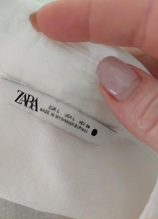 Льняная женская белая рубашка zara6 фото