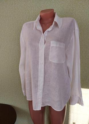 Льняная женская белая рубашка zara7 фото