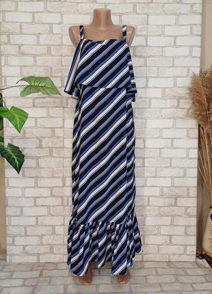 Фирменное marks & spenser платье/сарафан в пол в полосочку и воланами, размер хл