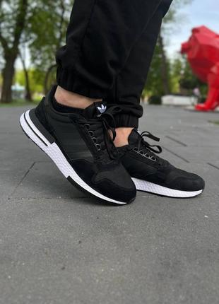 Мужские кроссовки adidas zx 500 black/white8 фото