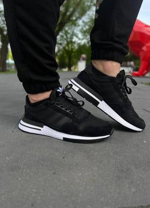 Мужские кроссовки adidas zx 500 black/white10 фото