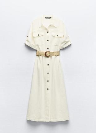 Zara -60% 💛 платье лен с пояском роскошное коттон стильное xs, s, м, l, xl