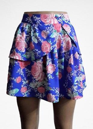 Юбка тюльпан солнце в цветочный принт с баской miss selfridge