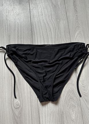Плавки низ от купальника черные с сборками высокие