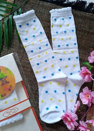 Белые детские гольфы патриотические подколенники праздничные подколенники 26-30 размер5 фото