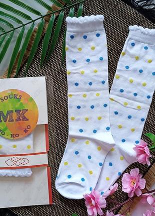 Белые детские гольфы патриотические подколенники праздничные подколенники 26-30 размер4 фото