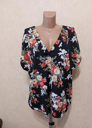 Блуза в троянди батал shein 4xl