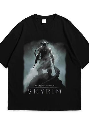 Футболка з принтом skyrim xxxl чорний