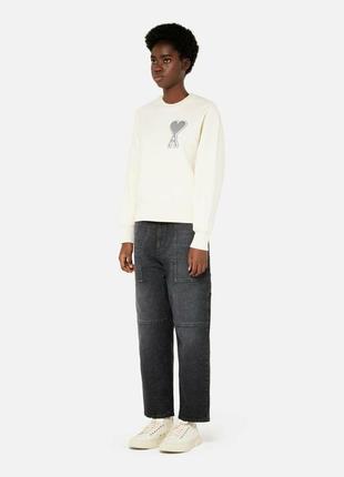 Свитшот ami paris de coeur oversize patch sweatshirt beige m