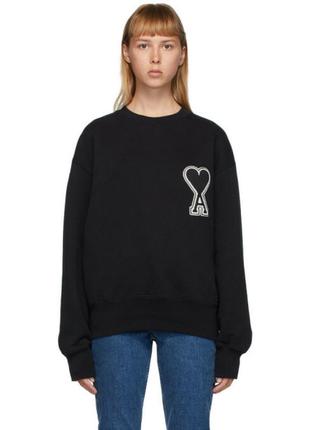 Свитшот ami paris de coeur oversize patch sweatshirt black l