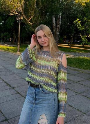 Светр сітка з відкритими плечами