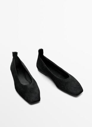 Балетки кожаные с ворсом massimo dutti