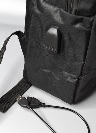 Набір 3в1: рюкзак з usb, сумка, пенал, шкільний, не промокає, універсальний, синій, 24-2117 фото