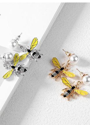 Серьги bee c жемчугом