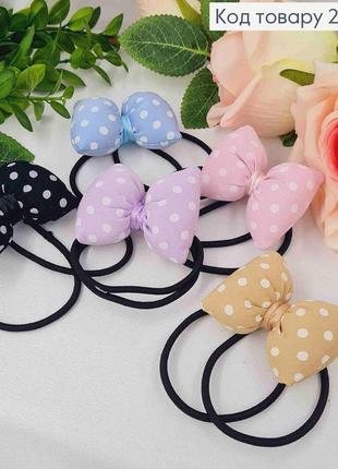 Резинка подвійна (5,5см) з бантиком(5,5*4см) "в горошок" (кольори в асорт.)