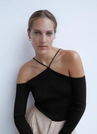 Кофта чорна в рубчик нова zara s-m