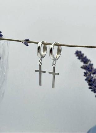 Сережки хрестики срібло 925