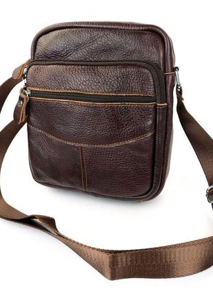 Чоловіча сумка-барсетка зі шкіри jz ns8234-2 коричнева1 фото