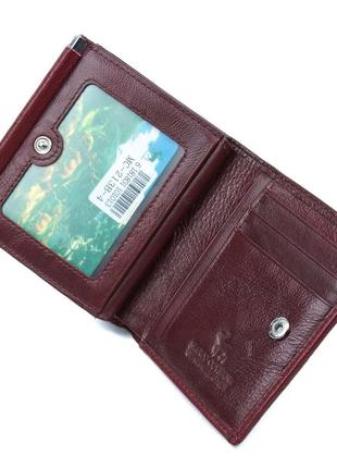 Жіночий гаманець зі шкіри з монетницею на кнопці marco coverna mc-213b-4 (jz6571) бордовий9 фото