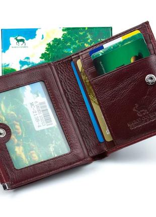 Жіночий гаманець зі шкіри з монетницею на кнопці marco coverna mc-213b-4 (jz6571) бордовий5 фото
