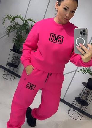 Костюм женский трёхнитка флис малиновый miu miu