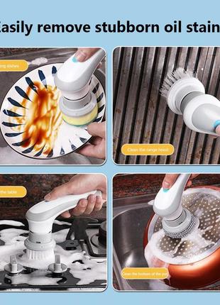 Щітка для миття посуду з насадами акумуляторна electric cleaning brush4 фото