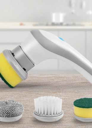 Щітка для миття посуду з насадами акумуляторна electric cleaning brush2 фото