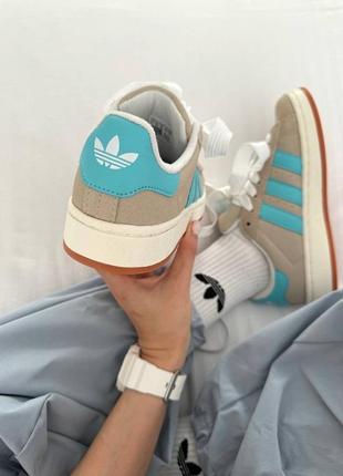 Женские кроссовки в стиле adidas campus “beige/blue” premium.8 фото