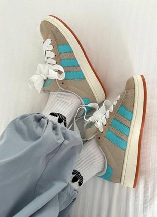 Женские кроссовки в стиле adidas campus “beige/blue” premium.1 фото