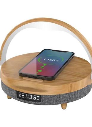 Лампа - нічник з акумулятором, з bluetooth колонкою та бездротовою зарядкою а6