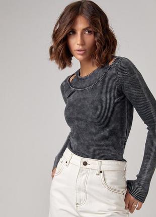 Жіночий джемпер в рубчик тай-дай з імітацією майки