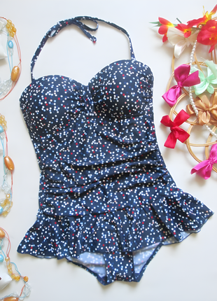 Суперовый слитный купальник в горох с юбкой debenhams 🌺🌴🌺