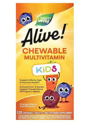 Мультивітамінний комплекс для дітей nature's way alive 120 жувальних таблеток із фруктовим смаком