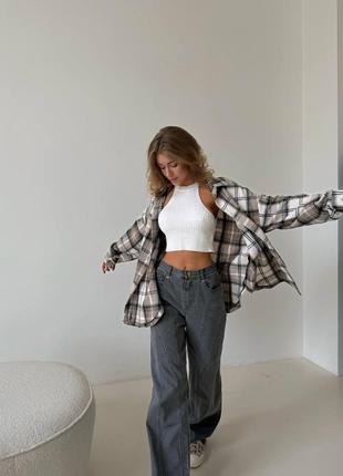 Тепла кашемірова картата сорочка оверсайз стильна в клітинку рубашка вільного крою2 фото