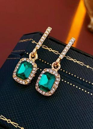Серьги кристаллы зелёные