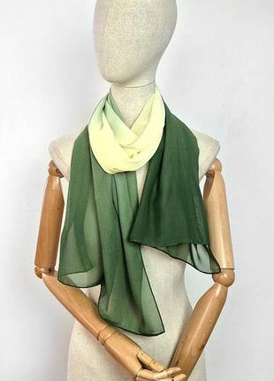Шарф шифоновый легкий тонкий с градиентом зеленый ментол